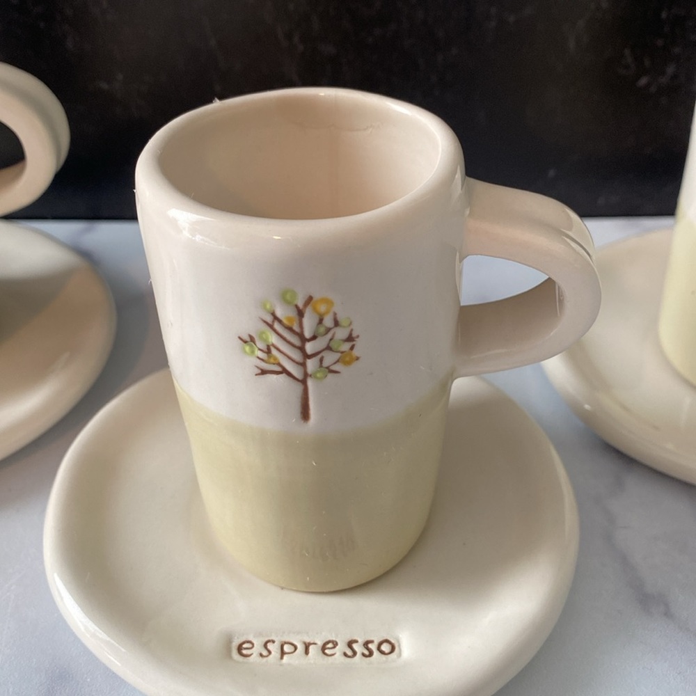 Starbucks/Rae Dunn 2009 Fall/Autumn Tree of Life Espresso Mugs/Saucers - Picture 2 of 3